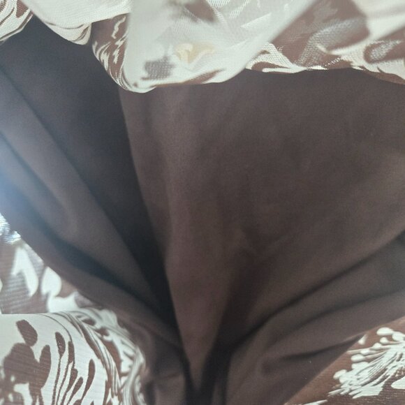 Biyaycda Brown Floral Y2K Sheer Overlay Lined Sleeveless Midi Dress 16W - Picture 8 of 10